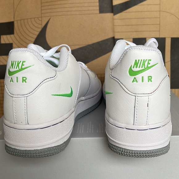 Nike Air Force 1 Low WMNS White/LT Green Spark-Aluminum  Multi Swoosh - Picture 15 of 16